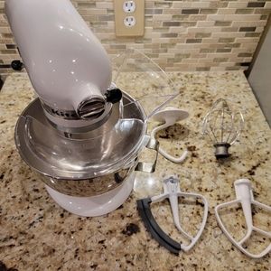Kitchenaid Tilt Head Stand Mixer White with attachments and shield